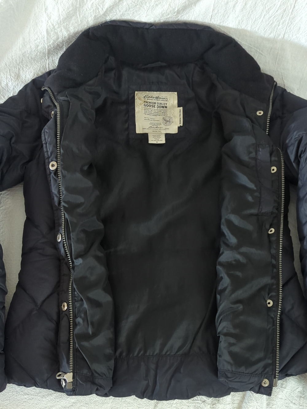 Eddie Bauer 700 Fill Down Jacket Womens S Black Diamond Quilted Puffer Coat 2009 - Picture 7 of 13